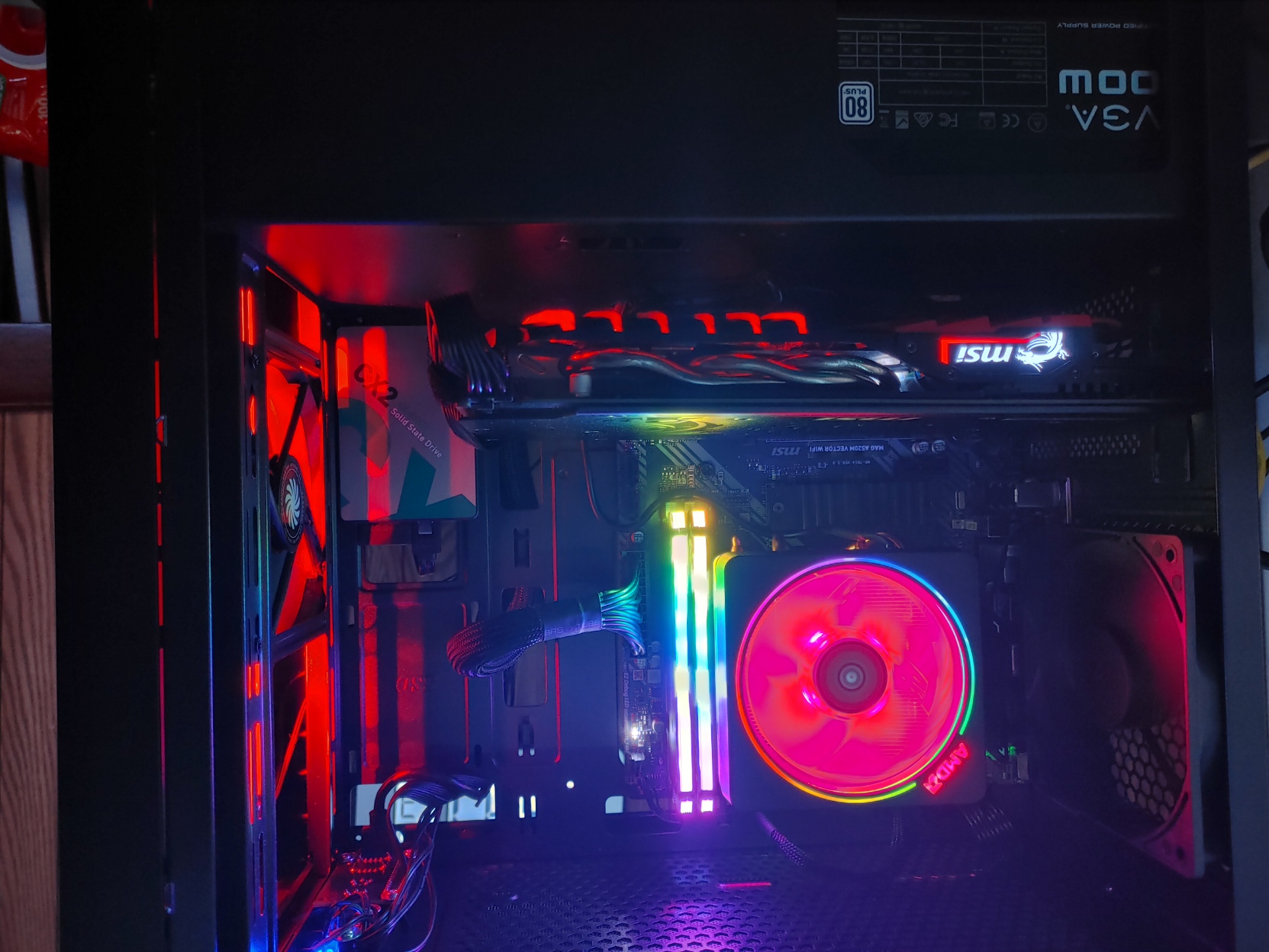 Custom build with red and rainbow RGB lighting
